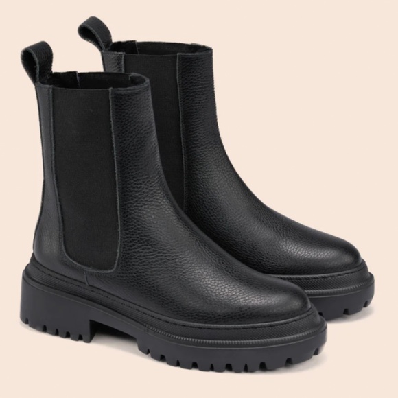 Cortina black leather shearling lined boots - 40 - Picture 1 of 6